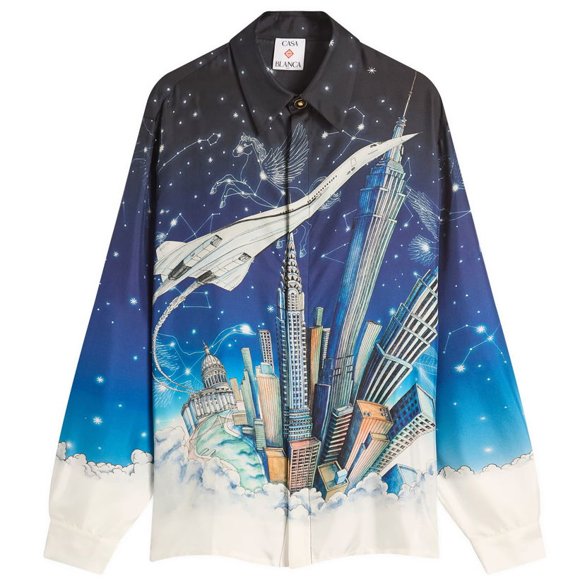 Srajce Casablanca Casablanca Classic Long Sleeve Silk Shirt, Size Large Večbarvna | MPF25-SH-021-04