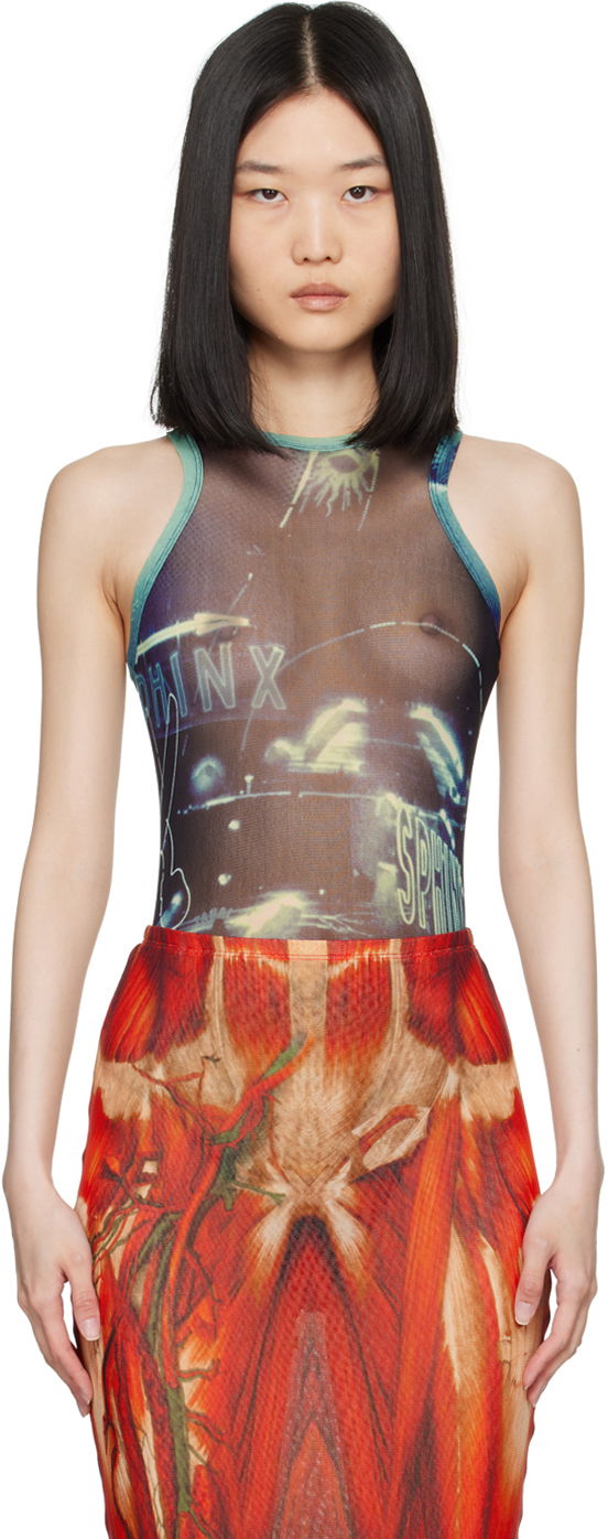 Bodi Jean Paul Gaultier Gaultier 'The Pigalle' Printed Bodysuit Modra | 24/30-F-BD044-T552-59560100