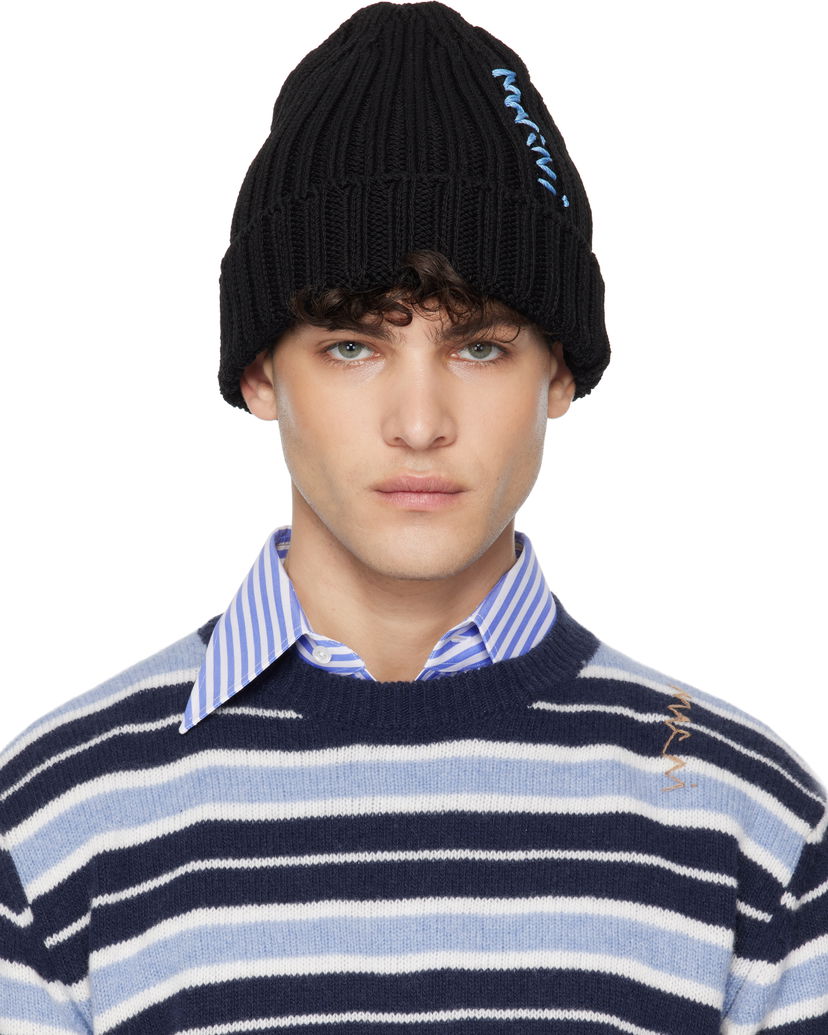 Beanie Marni Marni Cotton Knit Beanie Črna | CLZC0158A0 UFC850