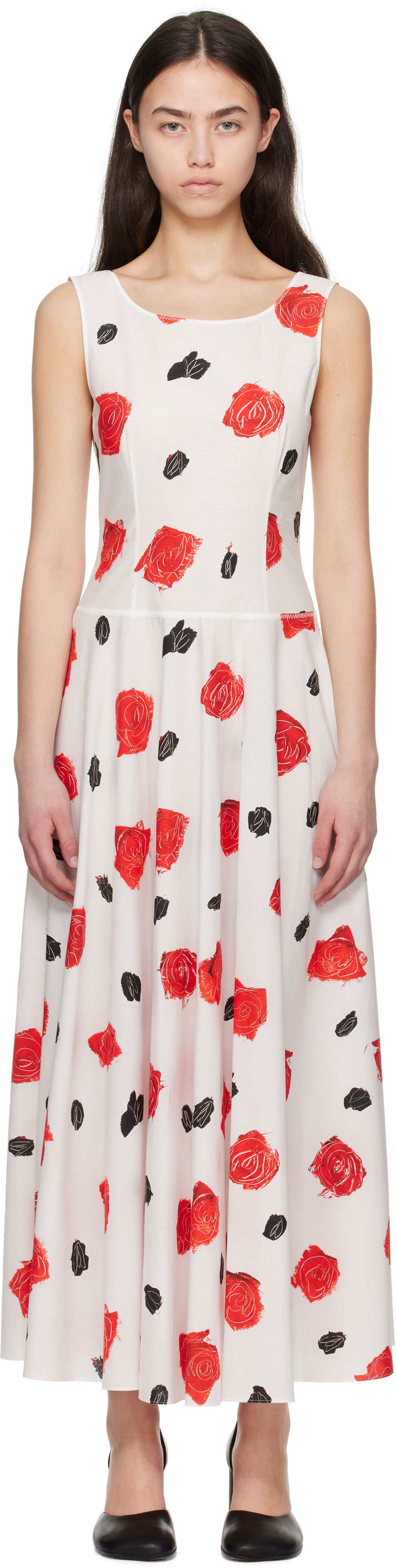 Obleke Marni Marni Iris Cotton Poplin Maxi Dress Bela | ABMA1446A0 UTC501, 0