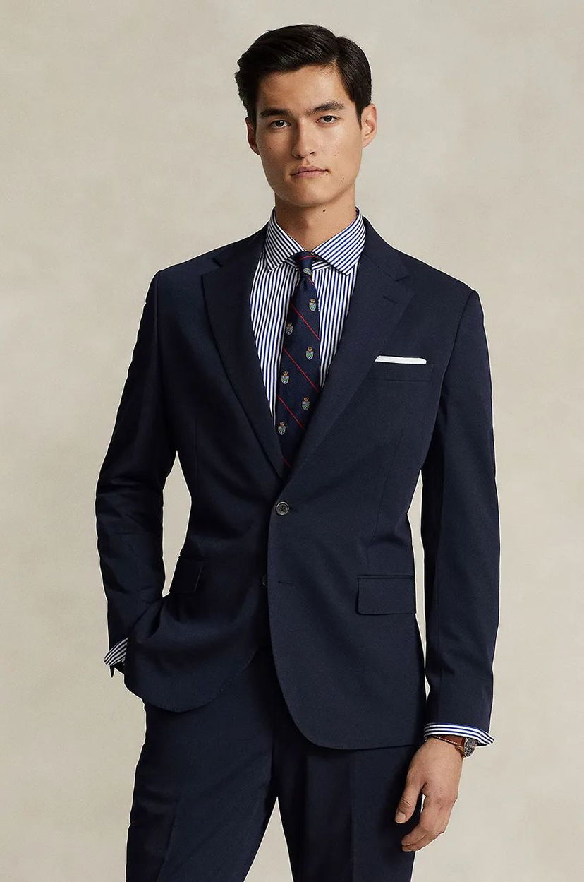 Hlače Polo by Ralph Lauren Navy Blue Wool Blend Blazer Mornarica | 715921717
