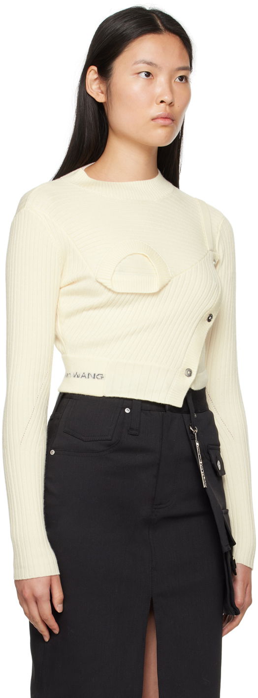 Pleteni pulover Feng Chen Wang Feng Chen Wang Ribbed Asymmetrical Sweater Bež | FWF16KT02, 1