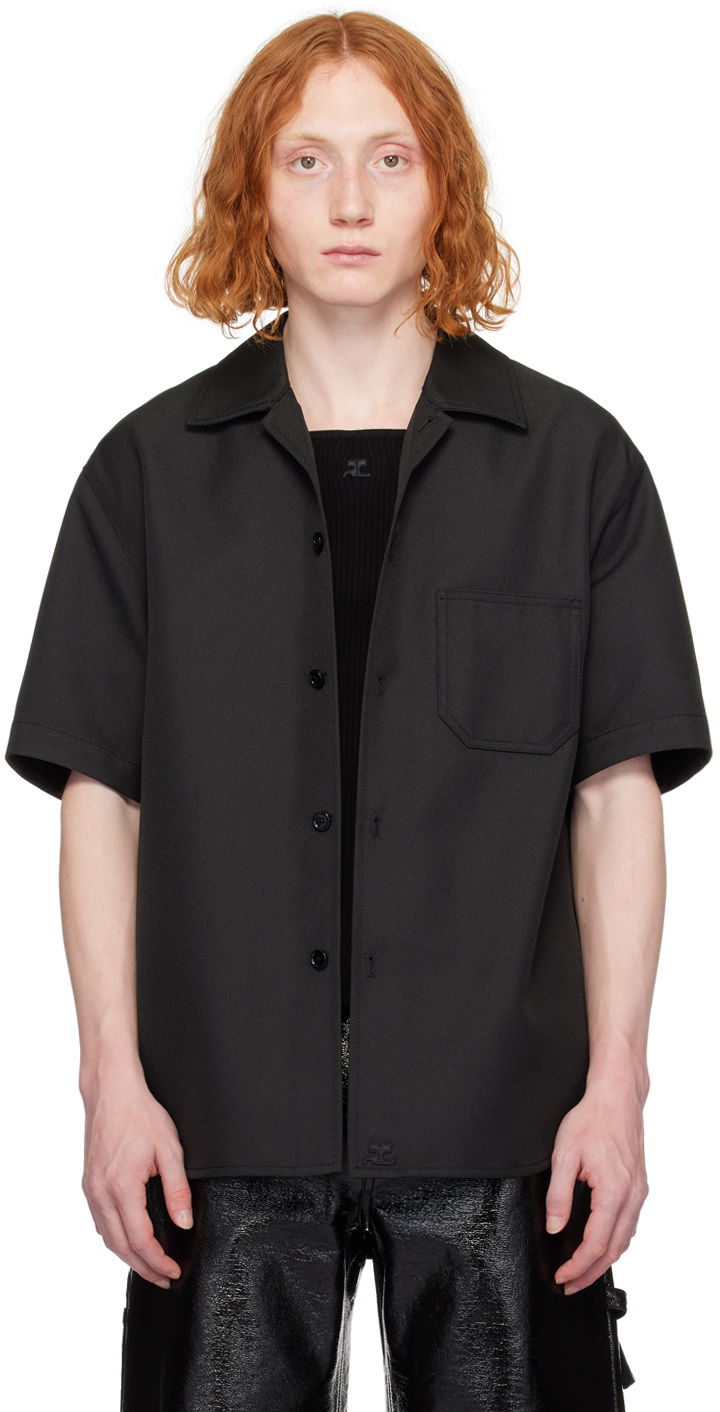 Srajce Courrèges Short Sleeve Button-Up Shirt Črna | 124CCH023PL0056