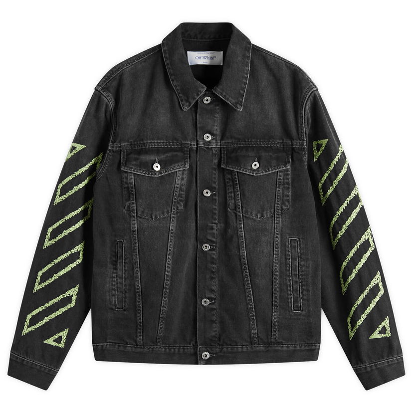 Jakna Off-White Off-White Diagonal Outline Denim Jacket, Size Large Črna | OMYE09BS25DEN0041350