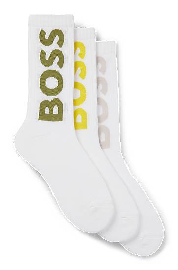 Nogavice BOSS Three-Pack of Short Logo Socks Bela | 50524259