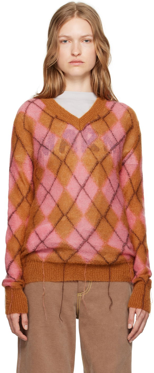 Pleteni pulover Marni Argyle Sweater Roza | CVMD0138Q0 UFU175