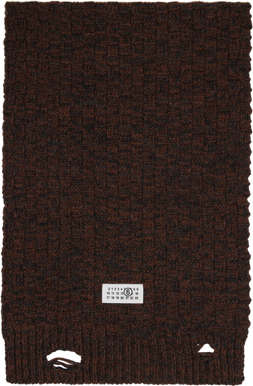 Šala Maison Margiela MM6 Maison Margiela Brown Distressed Scarf Rjava | SH2TE0005 M13174
