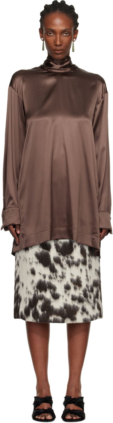 Srajce Dries Van Noten Dries Van Noten Satin Turtleneck Blouse Rjava | 252-010779-2032, 0