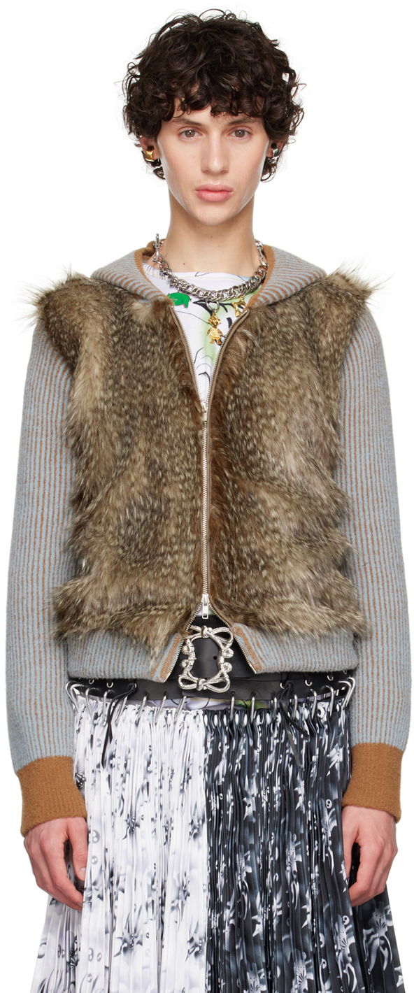 Pulover Chopova Lowena Knotter Faux-Fur Zip Hoodie Rjava | 5192