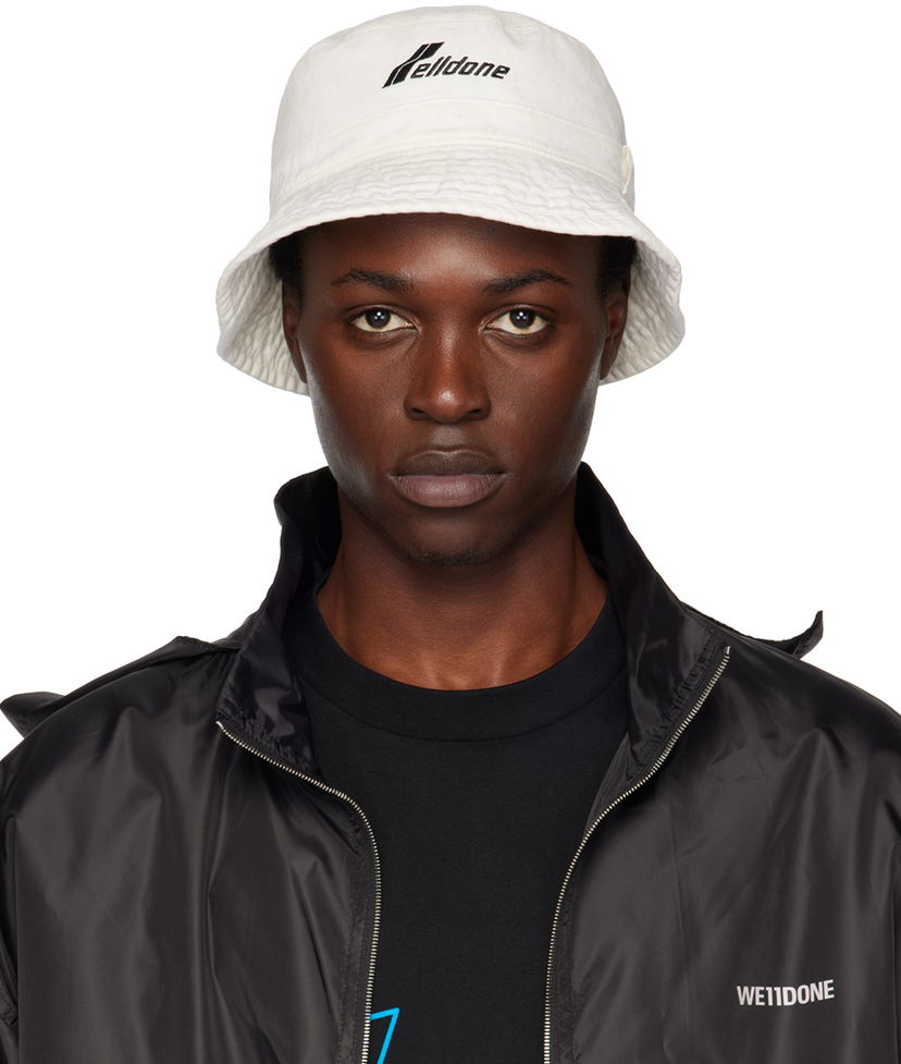 Klobuk We11done We11done Washed WD Logo Bucket Hat Bela | WD-AH3-22-426-U-WH