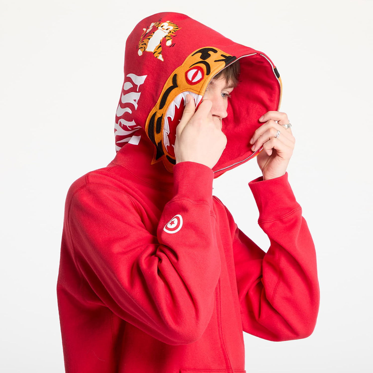 Pulover BAPE A BATHING APE Tiger Full Zip Hoodie Rdeča | 001ZPL301006MRED, 1