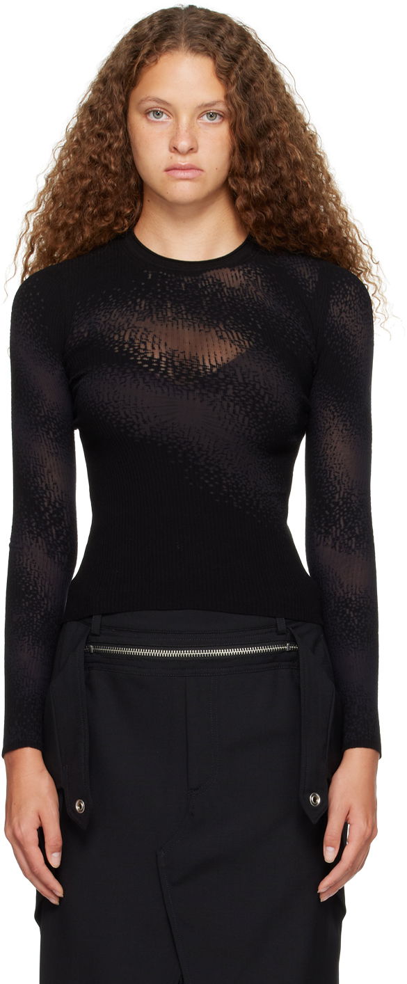 Pleteni pulover Dion Lee Dion Lee Burn Out Long Sleeve T-Shirt Črna | C7201P23