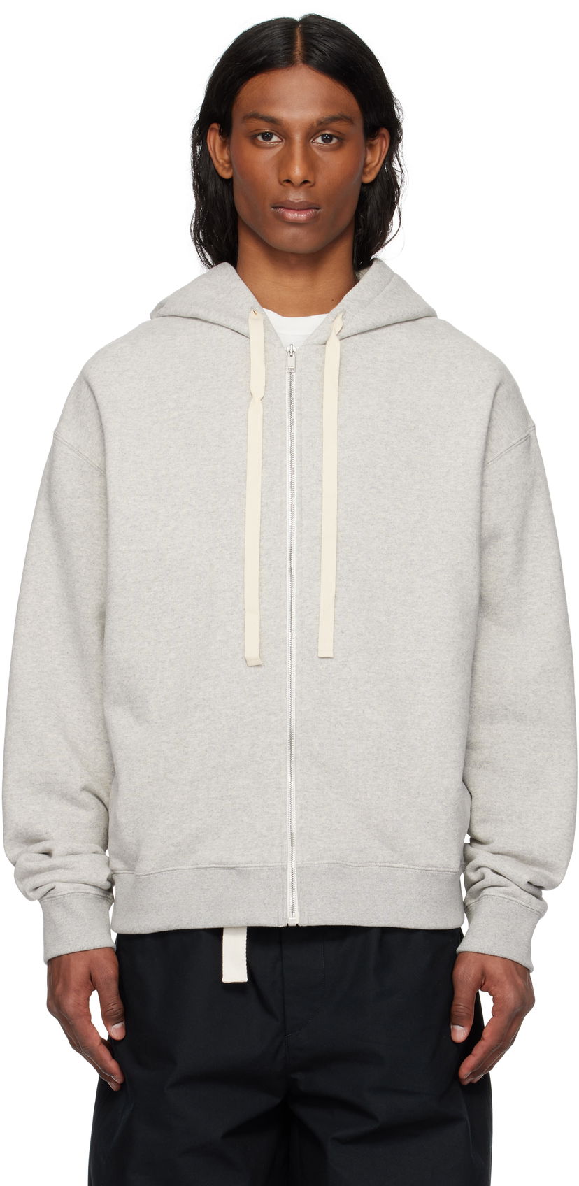 Pulover Jil Sander Jil Sander Zipped Hoodie Siva | J47HG0106_J20010