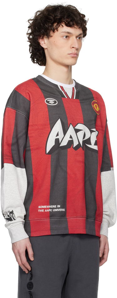 Pleteni pulover AAPE by A Bathing Ape AAPE by A Bathing Ape Moonface Crewneck Sweatshirt Rdeča | AAPSWMC328XXOWH2, 1