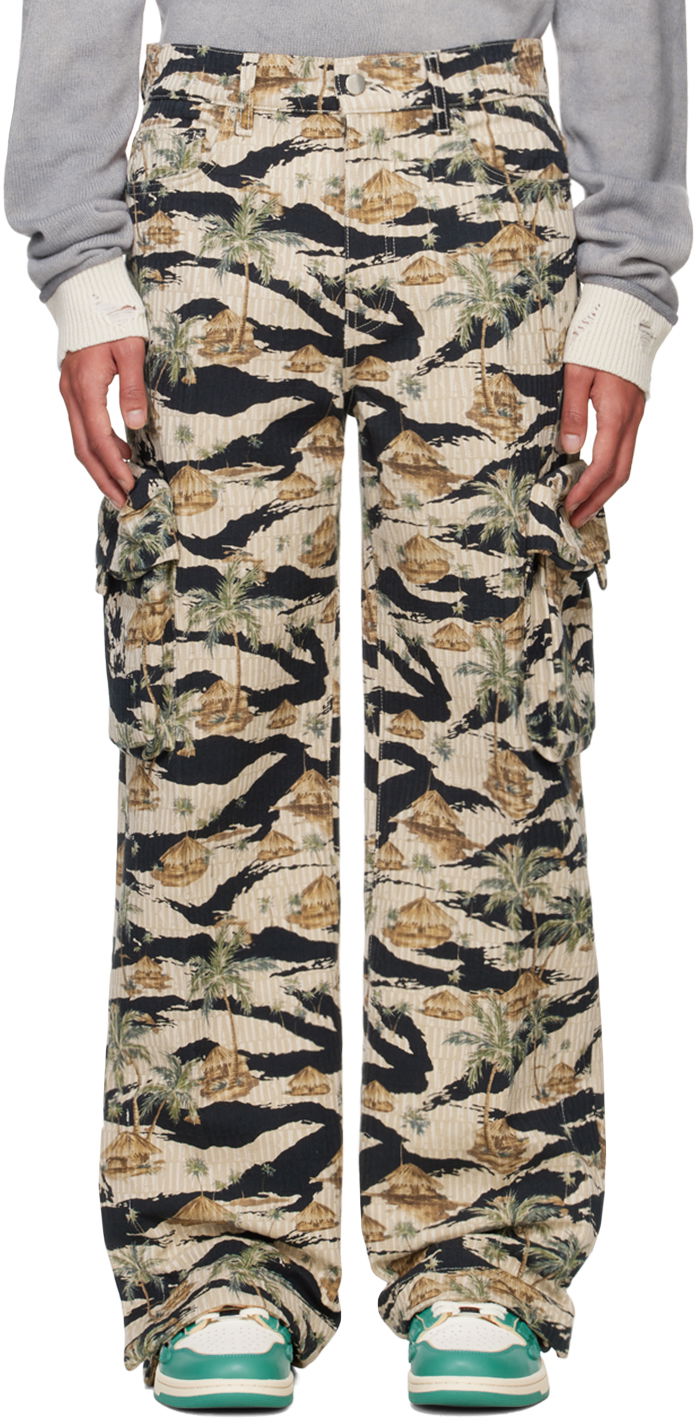 Cargo hlače AMIRI AMIRI Repeat Palm Baggy M65 Cargo Pants Bež | AMDNCG1008, 0