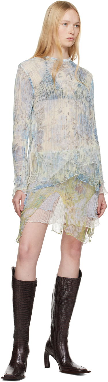 Obleke Diesel Diesel K-Aasmos-A Sheer Layered Long Sleeve Top Modra | A18017 0AFBT, 3