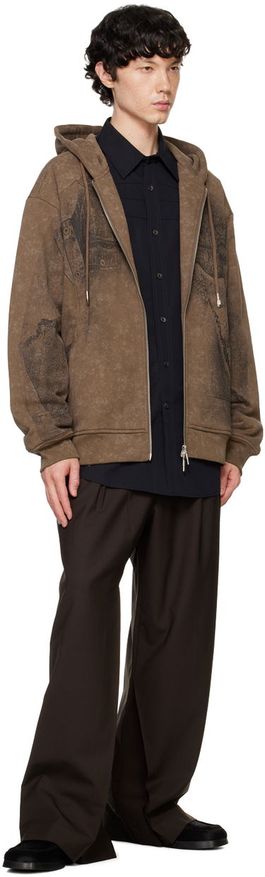 Pulover Feng Chen Wang Feng Chen Wang Deconstruction Print Zip Hoodie Rjava | FUF18HD02, 3