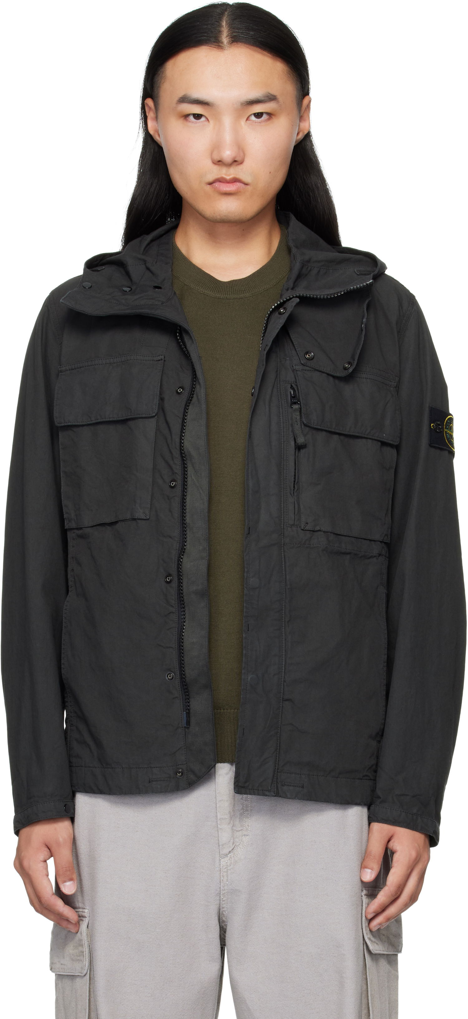 Jakna Stone Island Canvas Weave Cotton Jacket Črna | K2S15 Q100012 S0240, 0