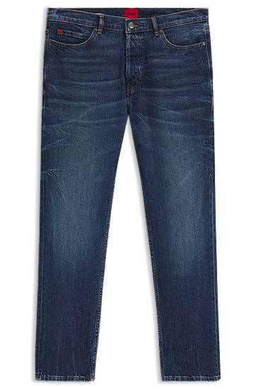Kavbojke BOSS Tapered-Fit Stretch Denim Jeans Modra | 50542679