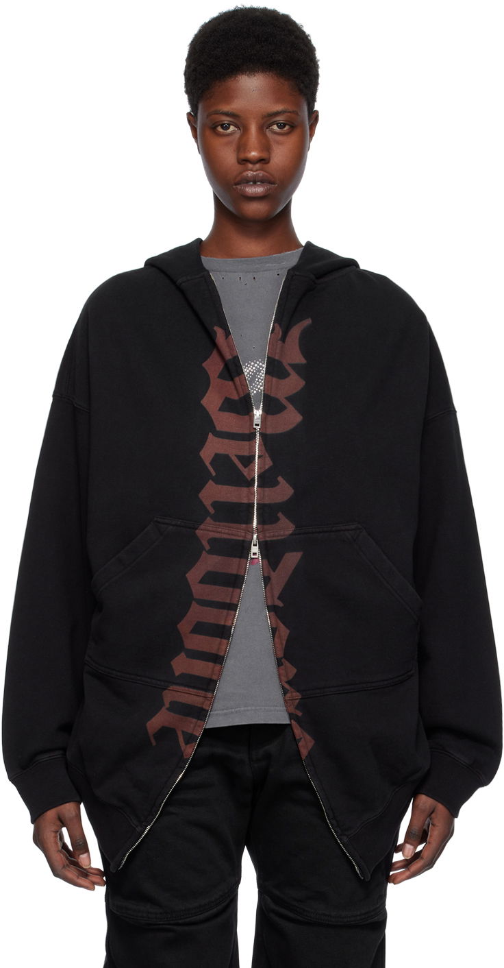Pulover We11done Printed Hoodie by Črna | WD-TJ0-24-812-U-BK