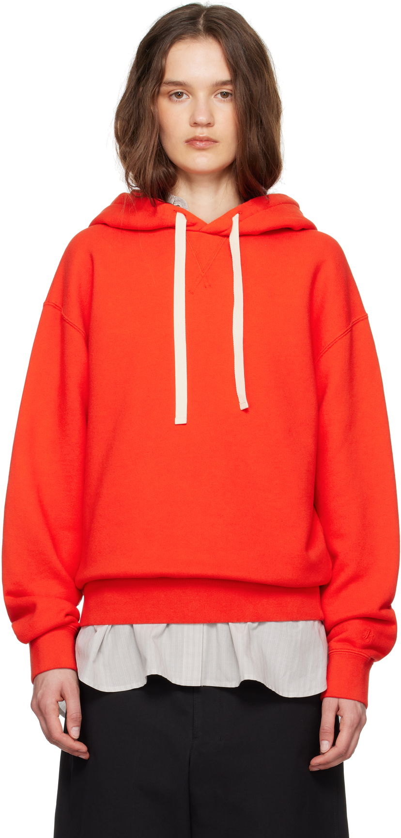 Pulover Jil Sander Jil Sander Drawstring Hoodie Rdeča | J40GU0121_J20295