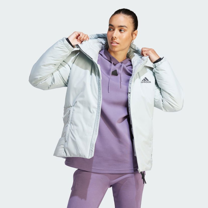Puhovka adidas Performance COLD.RDY Hooded Puffer Jacket Zelena | IK3141