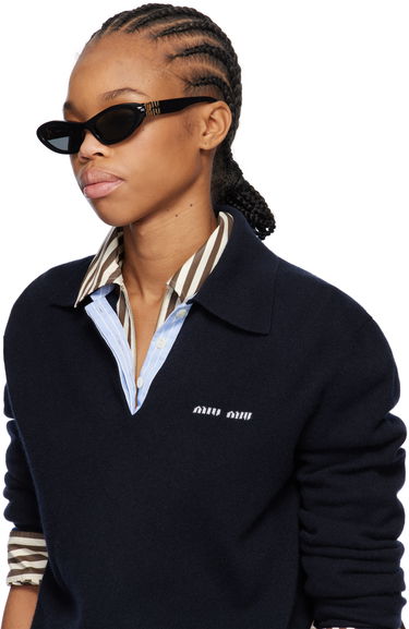 Sončna očala Miu Miu Miu Miu Pointed Cat Eye Acetate Sunglasses Črna | 0MU 09YS 8056597886314, 3