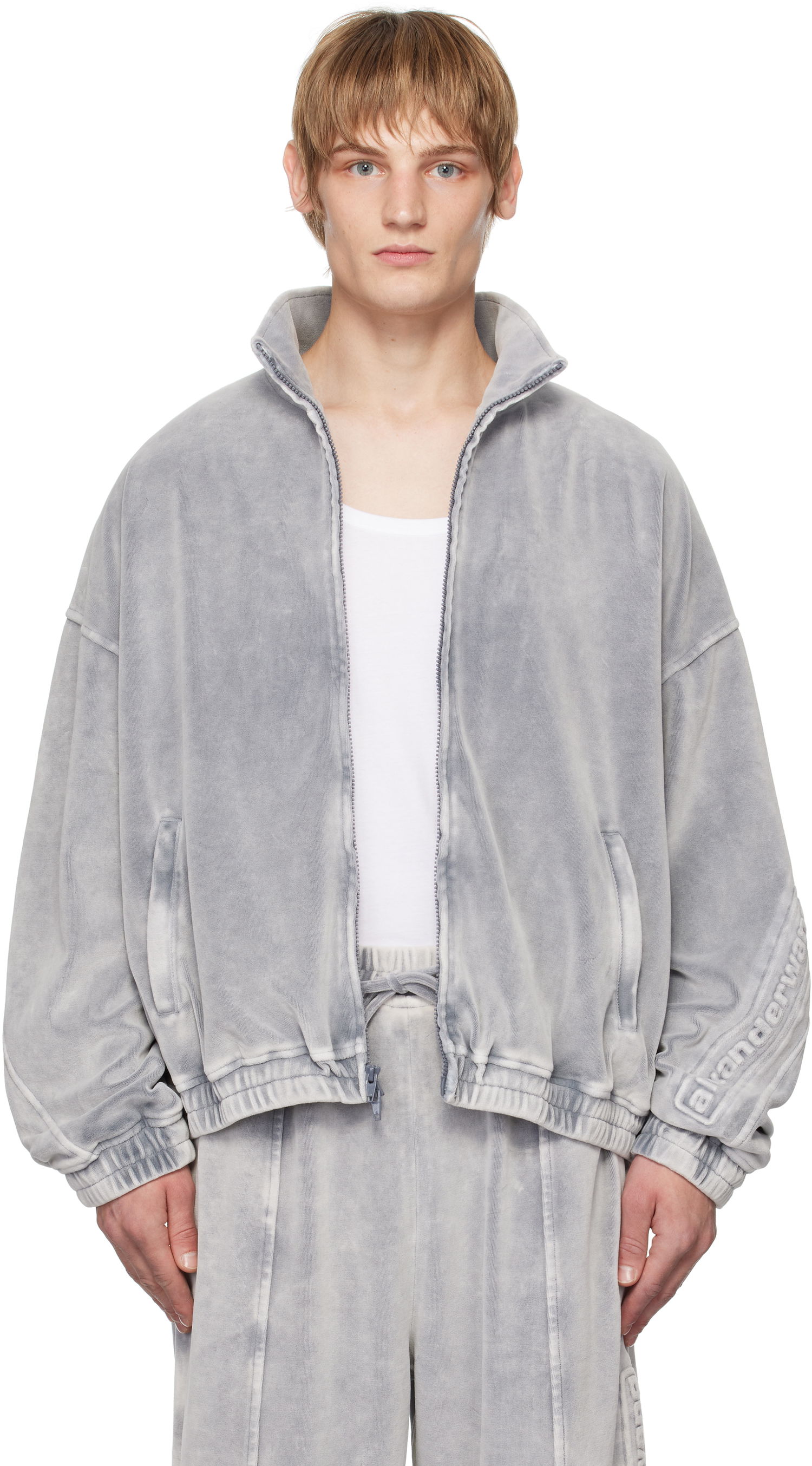 Pulover Alexander Wang Embossed Logo Track Jacket Siva | UCC4242030, 0