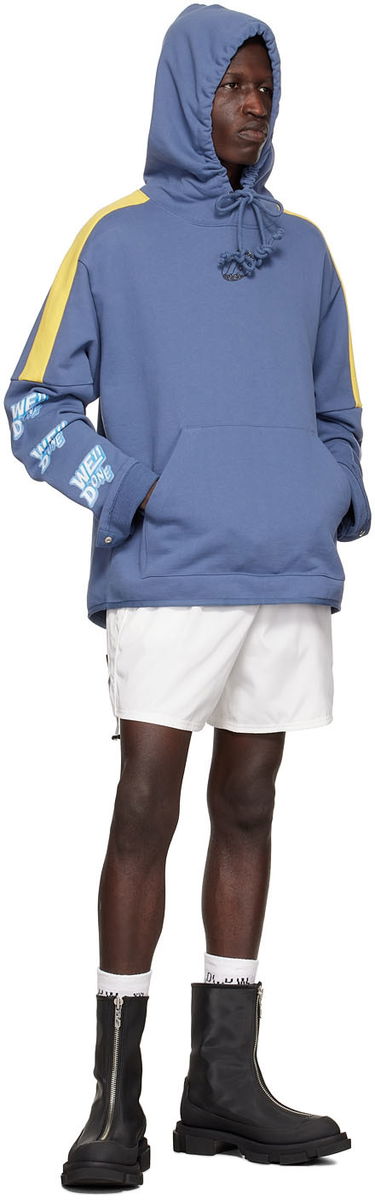 Pulover We11done Designer Logo-Appliquéd Hoodie Modra | WD-TH1-22-556-U-NV, 3