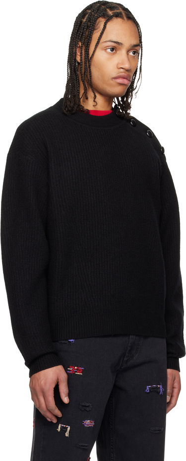 Pleteni pulover ISABEL MARANT Isabel Marant Rudel Shoulder Button Ribbed Knit Sweater Črna | 25PPU0651HA-C1L03H, 1
