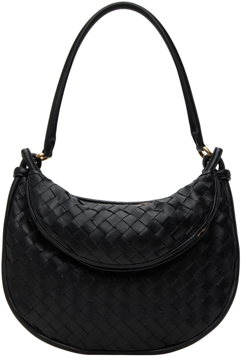 Torba za čez ramo Bottega Veneta Medium Gemelli Leather Shoulder Bag Črna | 764281 VCPP1