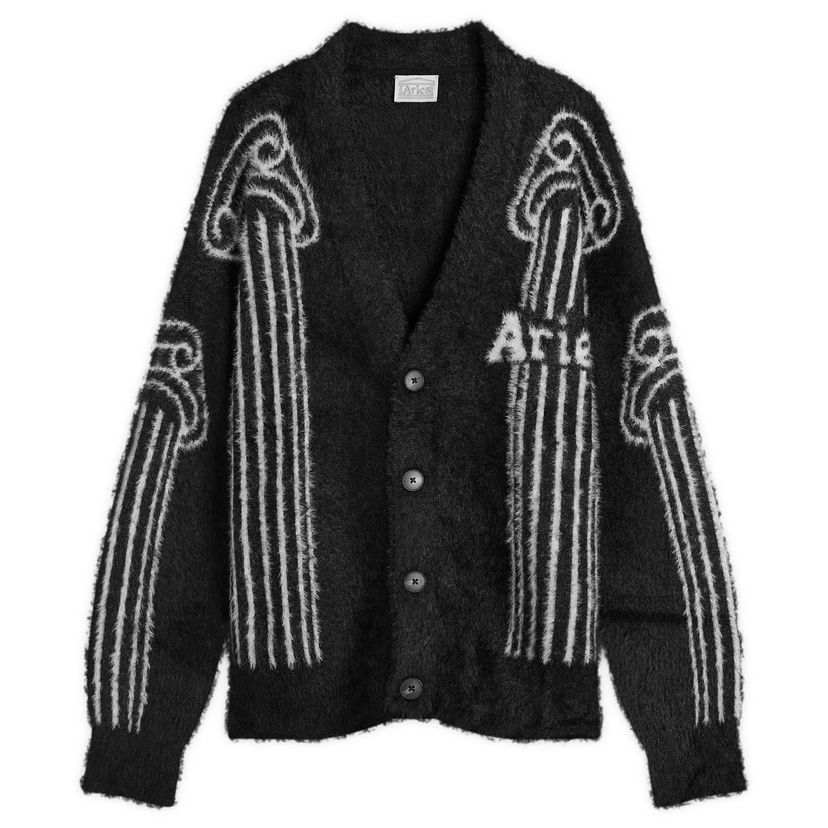 Pleteni pulover Aries Oversized Chenille Column Knit Cardigan, Size Large Črna | AR20040-BLK