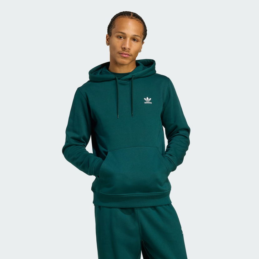 Pulover adidas Performance Trefoil Essentials Hoodie Zelena | JZ3589