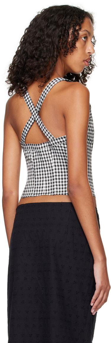 Majica brez rokavov Miaou Miaou Work Capsule Valda Gingham Corset Top Črna | 7056GINOND, 2