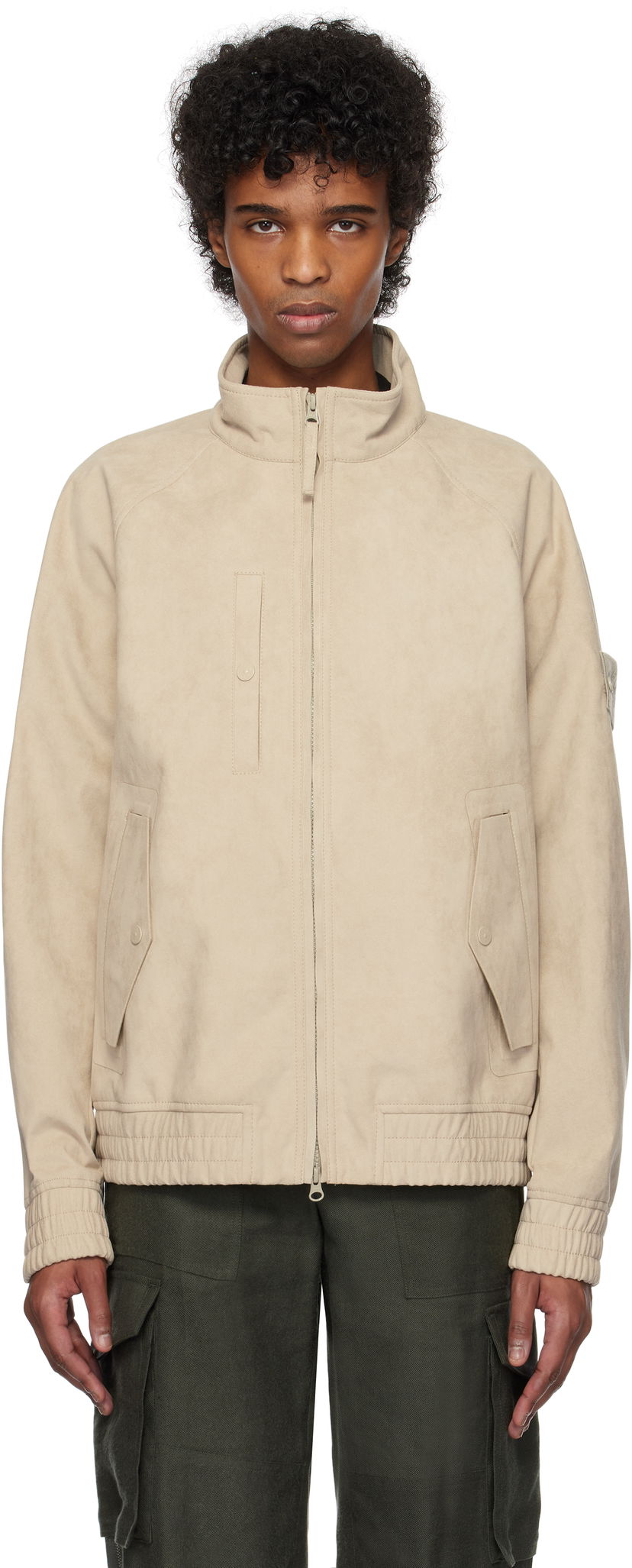 Bomber jakna Stone Island Stone Island Faux-Suede Bomber Jacket Bež | K1S15 4100027 S00F2