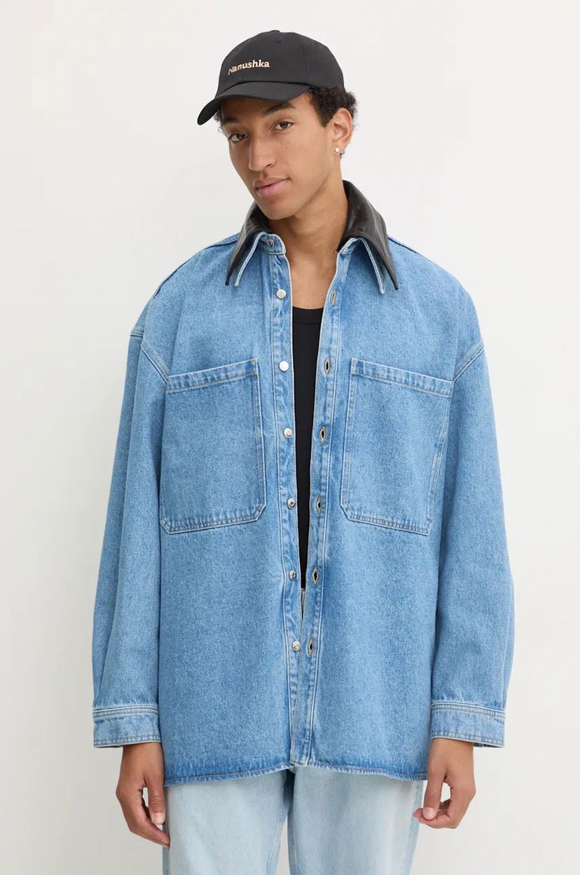 Srajce Nanushka Relaxed Denim Shirt With Classic Collar Modra | NU24PFJK00553