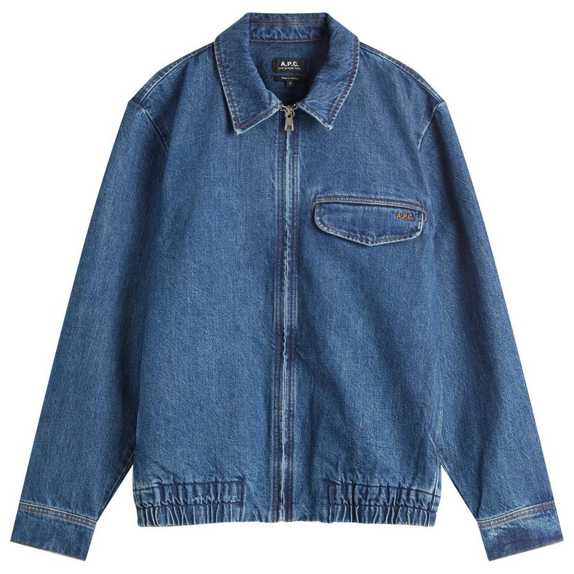Jakna A.P.C. A.P.C. Men's Fabrizio Zipped Denim Jacket Modra | COHJK-H32015-IAL