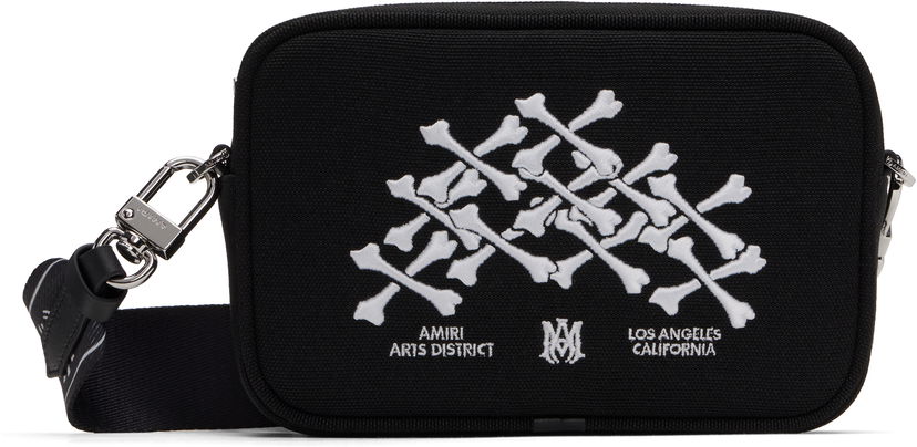Torbica AMIRI AMIRI Bones Stacked Camera Bag Črna | AMBGCM1018