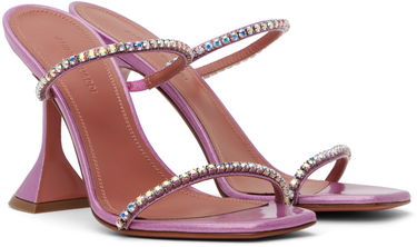 Nega čevljev Amina Muaddi Amina Muaddi Gilda Crystal-Embellished Heeled Sandals Lila | GILDA SLIPPER CL GLITTER, 3