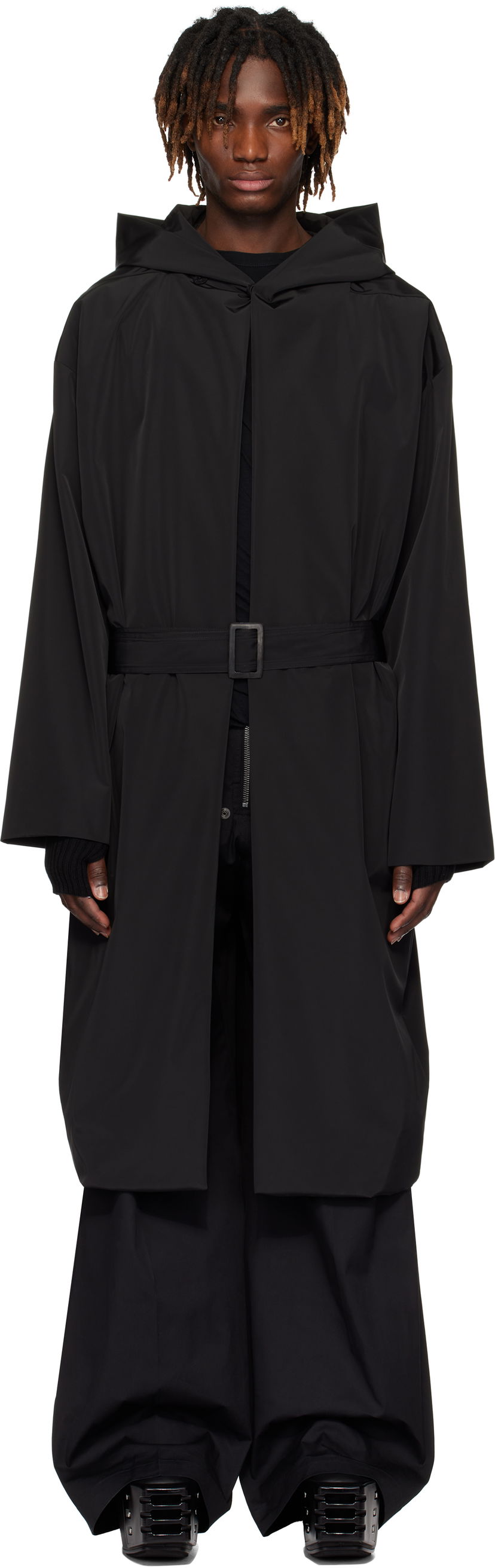Dežni plašč Rick Owens Rick Owens Hooded Robe Coat Črna | RU01E5970 MB