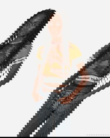 Krop-top Ottolinger Mesh Graphic T-Shirt Rumena | 100124 OTDRMS, 1