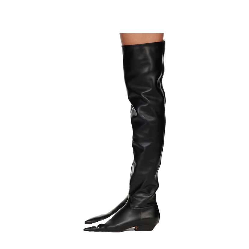 Superge in čevlji Khaite Black 'The Marfa Over-The-Knee Flat' Boots Črna | F1070-824