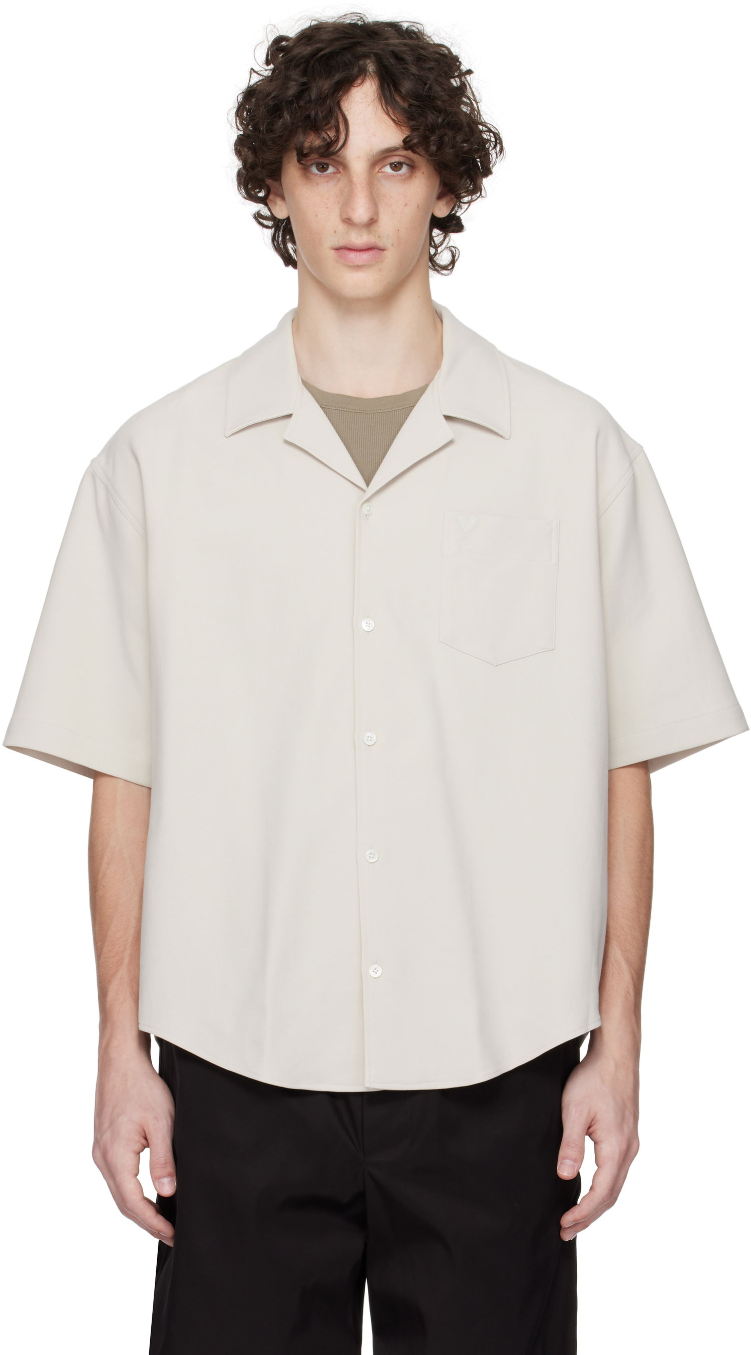 Srajce AMI AMI Paris Camp Collar Shirt Bež | HSH219.CO0106, 0