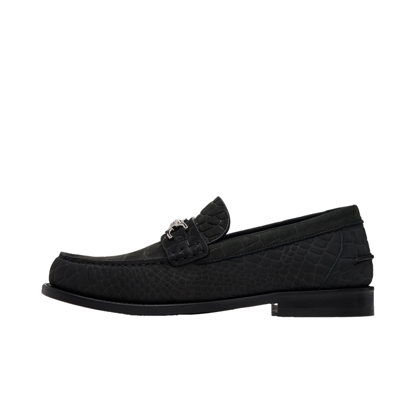 Superge in čevlji Versace Croc-Effect Suede Loafers Črna | 1013592_1A12292