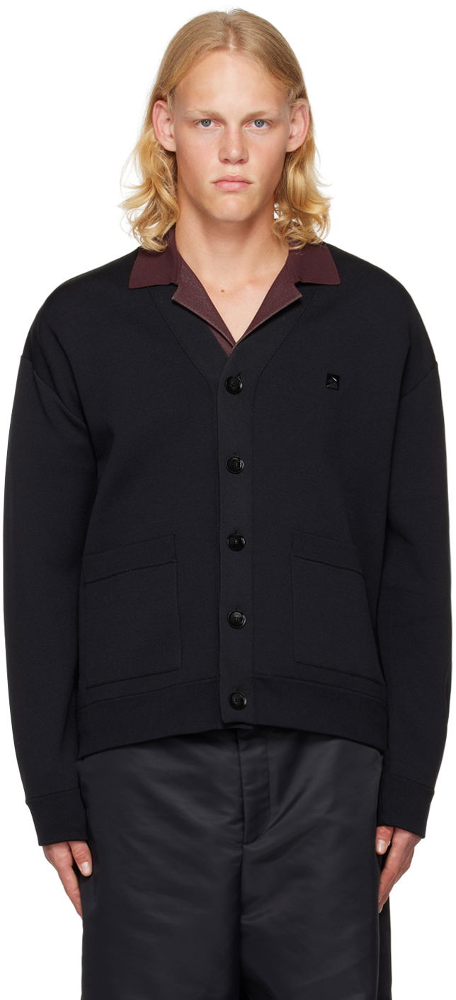 Pleteni pulover Valentino Stud Cardigan Črna | 1V0KA02E8VD, 0