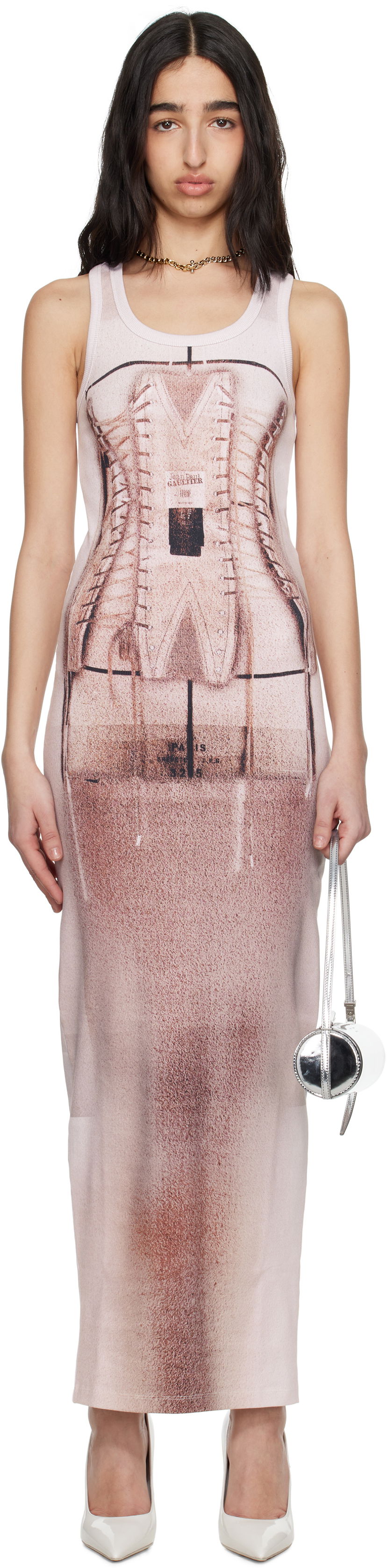 Obleke Jean Paul Gaultier Jean Paul Gaultier 'The Corset Trompe-L’oeil' Maxi Dress Roza | 25/34-F-RO405-J582-260100