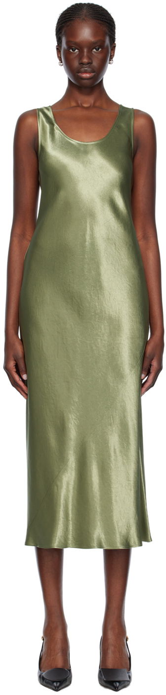 Obleke Max Mara Max Mara Talete Midi Slip Dress Zelena | 2416221078600