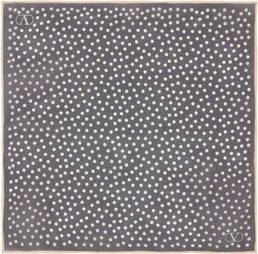 Šala Valentino Valentino Garavani Chez Valentino Silk Pocket Square with Polka Dot Print Siva | 6W0EX002TTR
