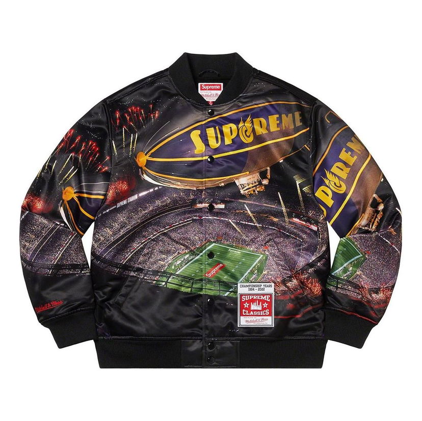 Bomber jakna Supreme Stadium Satin Varsity Jacket Črna | SUP-SS22-861