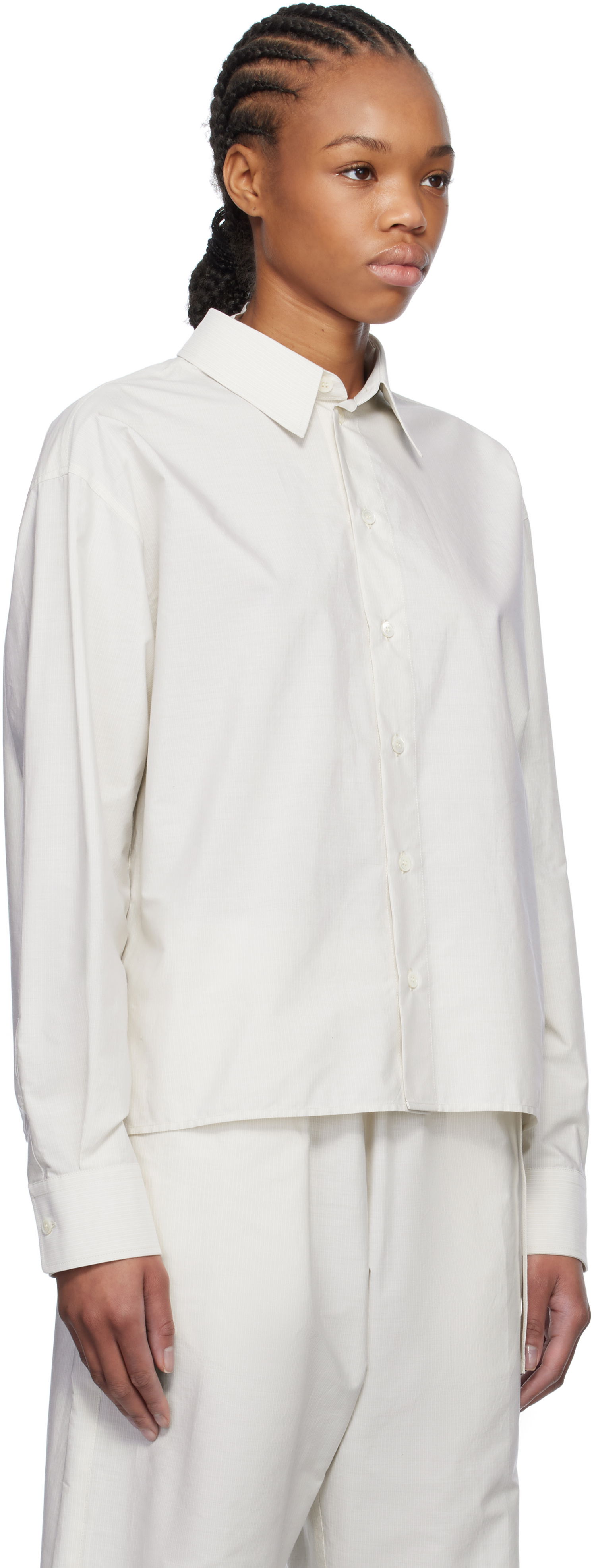 Srajce Maison Margiela MM6 Maison Margiela Spliced Striped Cotton Poplin Shirt Bela | S52DT0043 M35250, 1